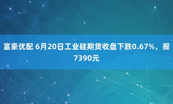 富豪优配 6月20日工业硅期货收盘下跌0.67%，报7390元