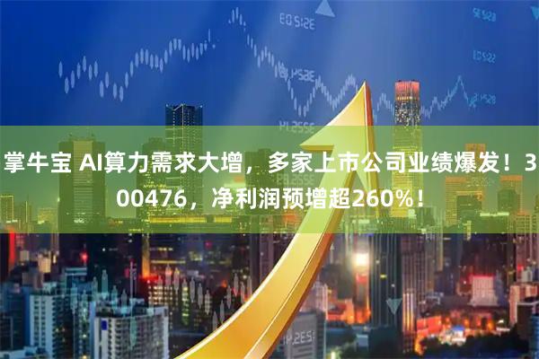 掌牛宝 AI算力需求大增，多家上市公司业绩爆发！300476，净利润预增超260%！